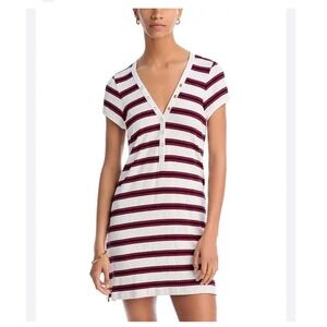 Robin Piccone Amy Striped Button Front Mini Dress XS Navy Red Preppy NWT